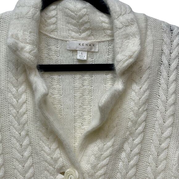 Kenar Cardigan Womens Size‎ L Cable Knit Angora Rabbit Hair Blend Button Front - Picture 4 of 4